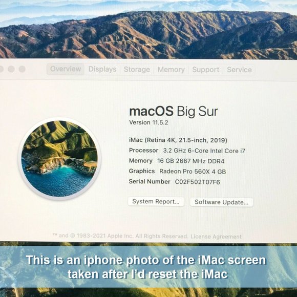 2019 iMac | 4K 21.5" Display | 1TB Drive | 16 GB RAM | Fast Intel i7 Processor! - Picture 5 of 6